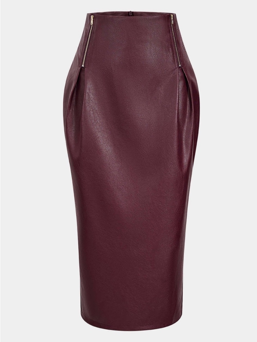 Micas Faux Leather Zipper High Waist Skirt